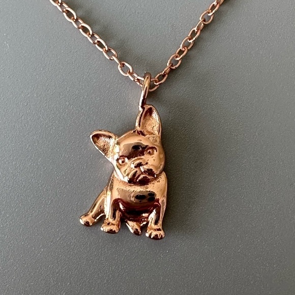 Rose Gold Dainty Bulldog Necklace - Picture 3 of 15